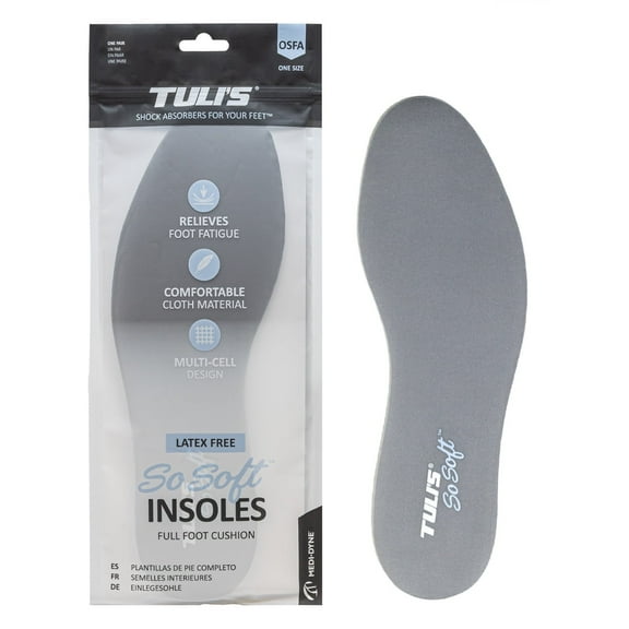 Tuli's So Soft Insoles, Gel Cushion Inserts with Shock Absorption for Foot Pain, 1 Pair, One Size Fits All