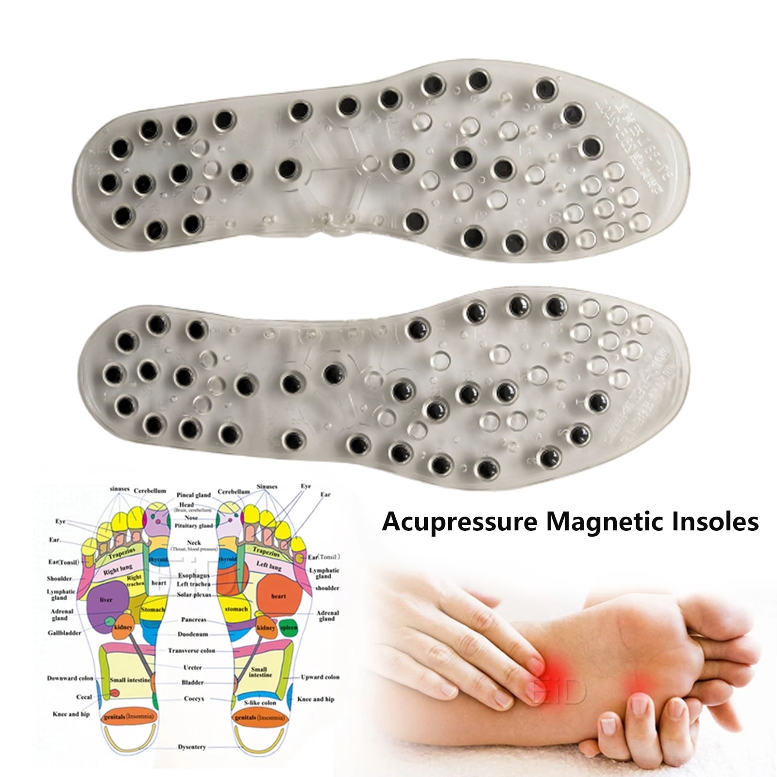 1 Pair Magnetic Therapy Insole Silicone Weight Loss Insoles for Men and Women US 