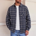 thumbnail image 5 of Camisetas de Bolsillo de Manga Larga de los Hombres de Moda Casual Suelta Botonada a Ajedrez Blusa de Cuello Turndown para el Invierno, 5 of 5