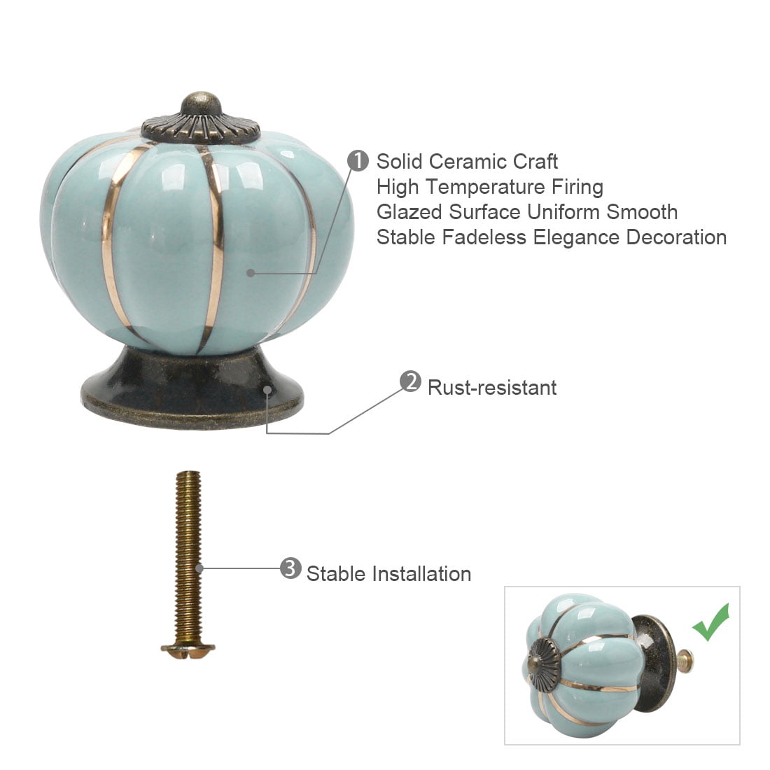 Unique Bargains 10-Pack Ceramic Drawer Cabinet Knob Handle Light Blue Finish