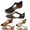 Black, variant on Flat Sandals for Women Open Toe Stitching Leather Slip on with Ankle Strap Comfortable Summer Vacation Beach Shoes Black Size 8.5