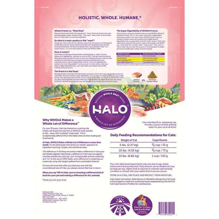 Halo Natural Dry Cat Food Wild Salmon Whitefish Recipe 10 Pound Bag Walmart