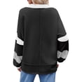 thumbnail image 4 of Women's Color Block Oversized Polo Sweatshirt V Neck Long Sleeve Casual Pullover Loose Tops, 4 of 6