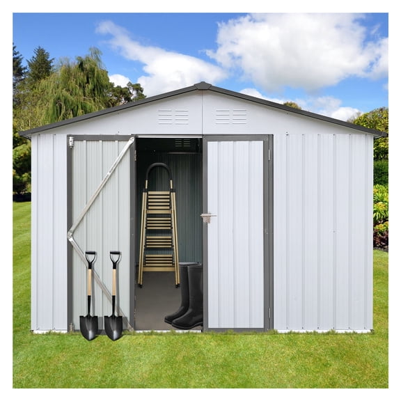 Metal garden sheds 12ftx10ft outdoor storage sheds white Grey