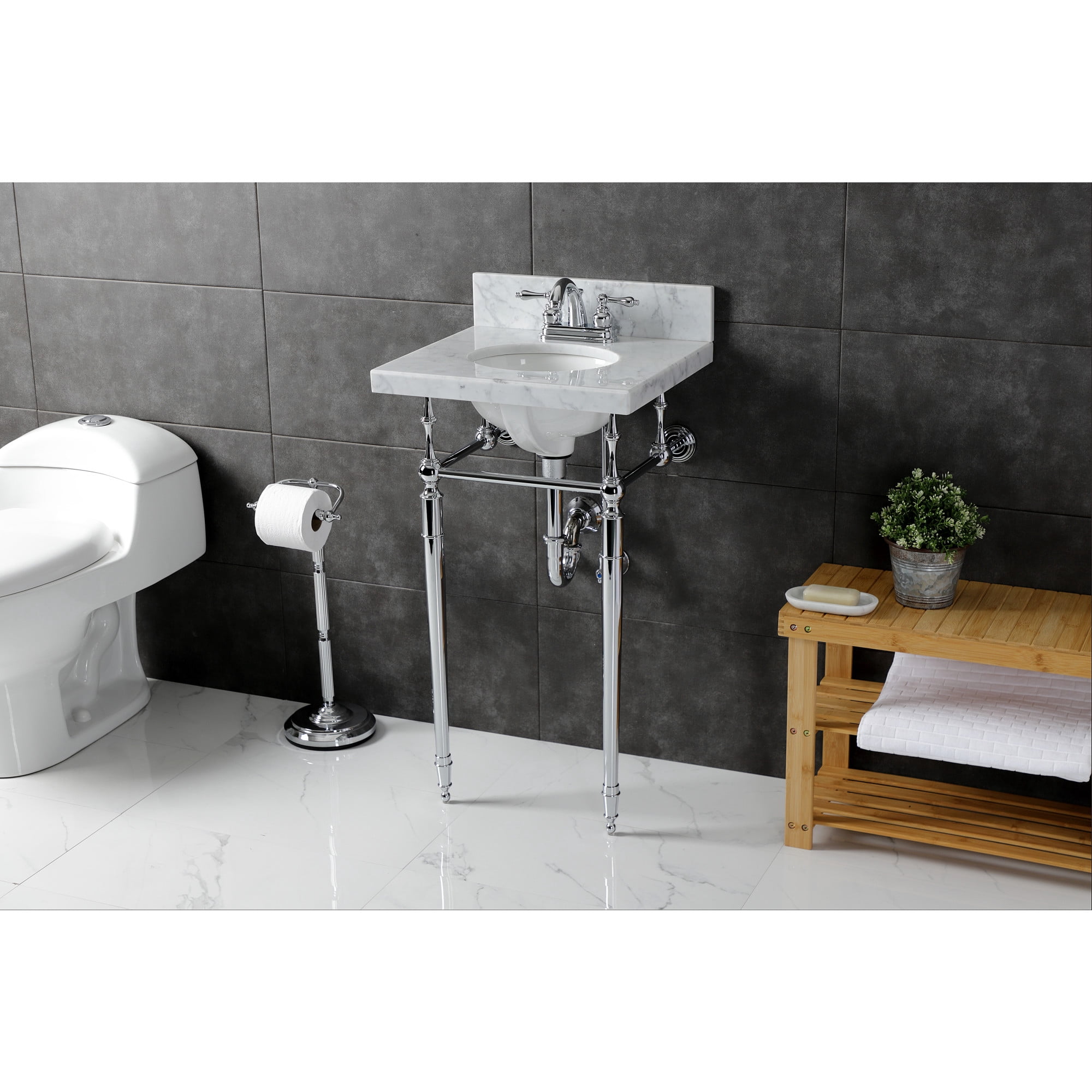 Kingston Brass CC2101 Freestanding Toilet Paper Holder in Polished Chrome