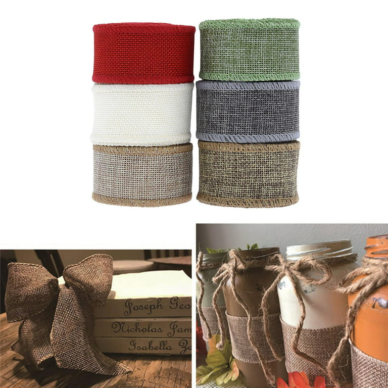 Pandahall 3 Rolls Burlap Ribbon Fabric 1 & 2 Inches Tan Hessian Jute Ribbon  Rolls Crafts for Wrapping Party Home Decoration