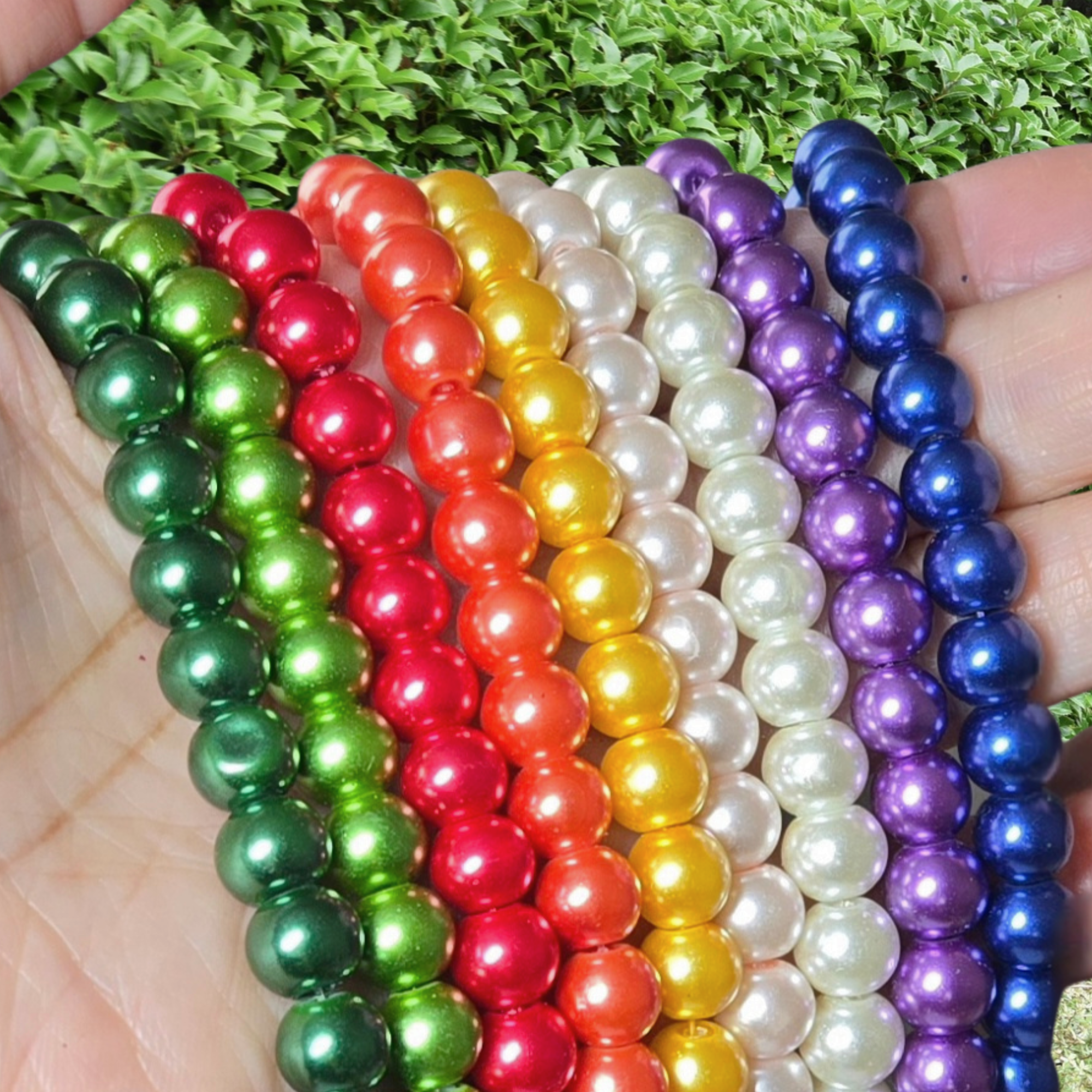 Glass Pearl Beads Round 8mm Bulk, DIY Jewelry Windchime Making Supplies, Birthday Gift for Beaders, Asst, 1000 Pcs, 1.5 Lb