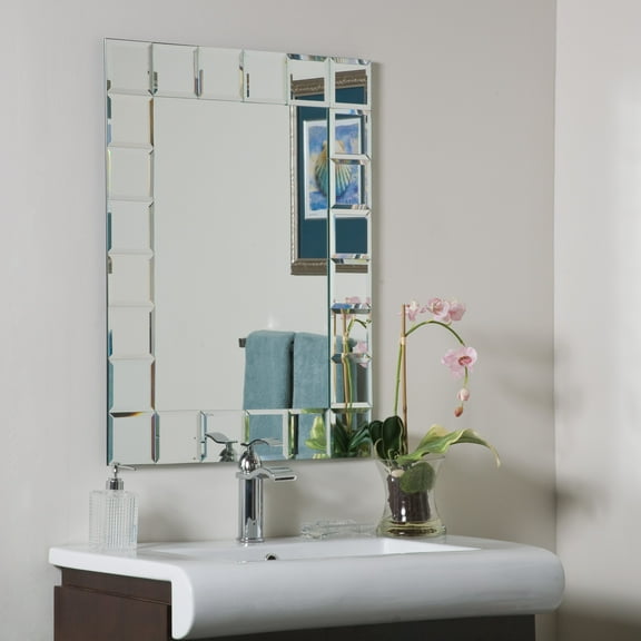 Decor Wonderland Montreal 23.6" x 31.5" Rectangular  Modern Frameless Wall Mount Bathroom Mirror Hangs Both Ways