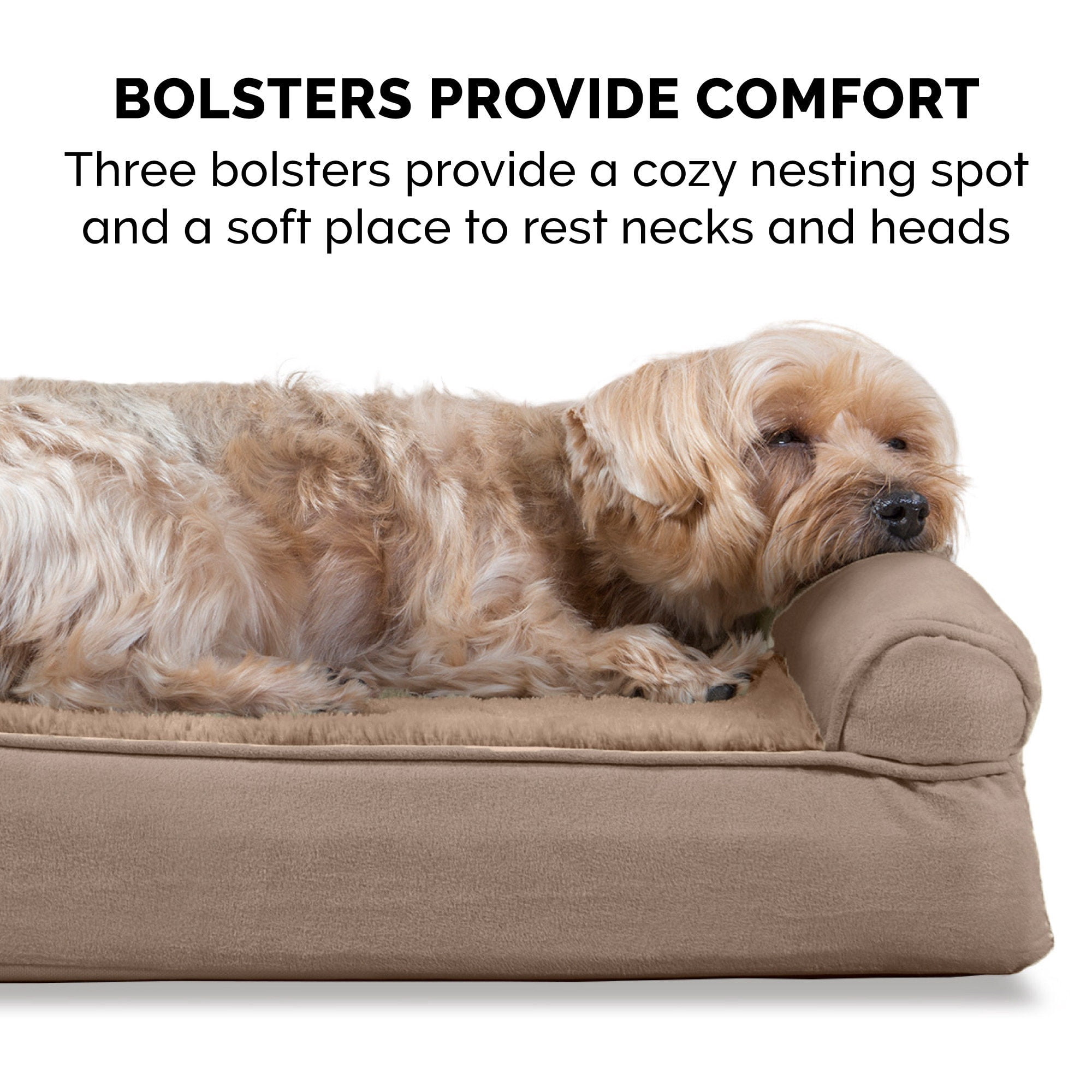 FurHaven Plush & Suede Full Support Mattress Sofa Pet Bed, Almondine, JumboPlus, 1 Count