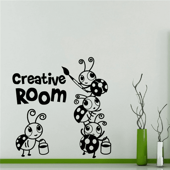 Creative Room Ladybug Ladybugs Lady Bug Bugs Cute Animal Insect Vinyl Design Wall Sticker Art Decal Boy Girl Kid Room Bedroom Nursery Kinder Playroom Home Decor Stickers Decoration Size (30x40 inch)