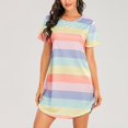 thumbnail image 4 of beishanbush Clothing 2025 Women Nightgowns & Sleepshirts Under $10 Womens Short Sleeve Striped Printing Sleepshirt Scoopneck Cute Nightdress Comfy Nightgown Dress, 4 of 9
