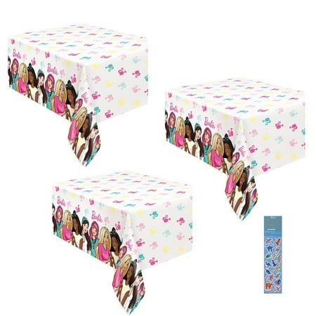 Barbie Pink Party Supplies Decoration Bundle Includes Plastic Table Covers - 3 Pack