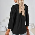 thumbnail image 6 of SHIBEVER Women's Tops Fall 3/4 Sleeve T Shirts Fahison V Neck Long Sleeve Tops Business Casual Tops Dressy Loose Fit Blouses Ladies Tunic Tops Black, 6 of 6