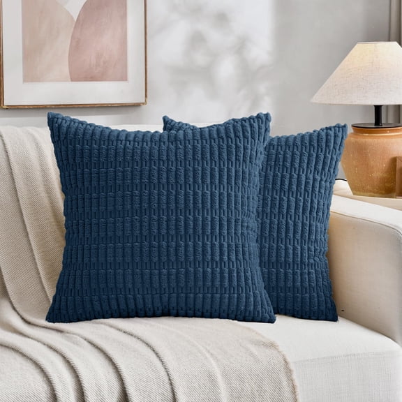 Nvzi Pillow Covers - 2 Pieces (40×40cm) Blue, Premium Corduroy Fall Pillow Covers, Soft Couch Pillow Covers ,Fall Decor Pillow Covers for Home Living Room Sofa Decoration​