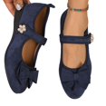 thumbnail image 6 of IEMIEMIEM Women's Mary Jane Flats Bow Pearl Rhinestone Floral Dress Shoes Adjustable Strap Low Wedge Comfort Walking Shoes Ballet Flats Casual Wedding Party Ballerina Flat 8.5 Wide Blue, 6 of 7