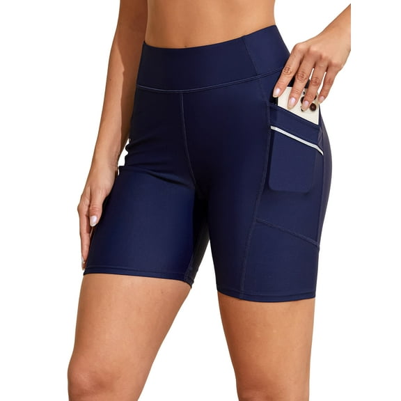 Charmo Womens Swim Shorts High Waist Swimsuits Shorts Swim Short with Pockets