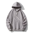 thumbnail image 2 of Men's Solid Hooded Sweatshirt Long Sleeve Rib Knitted Hoodie Pullover Plus Size Thick Corduroy Patchwork Hoodies, 2 of 4