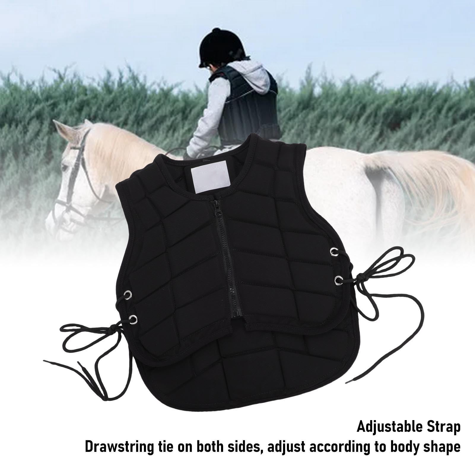 Suodoka Kids Horse Riding Vest Front Zipper Padded Equestrian Protective Gear Safety Body Protector for Equestrian Training and Trail Riding, Size CS, 15.75 inches / 40 cm