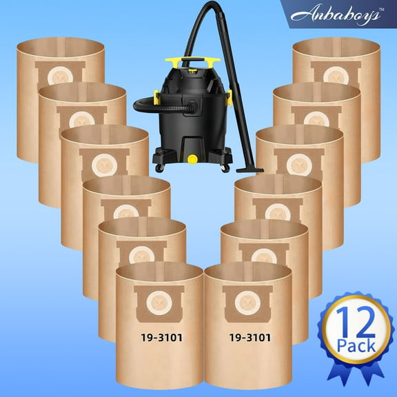 12 Pack 19-3101 Disposable Filter Bag ，Compatible with Stanley 9-12 Gallon Disposable Filter Bag for Wet/Dry Vacuums