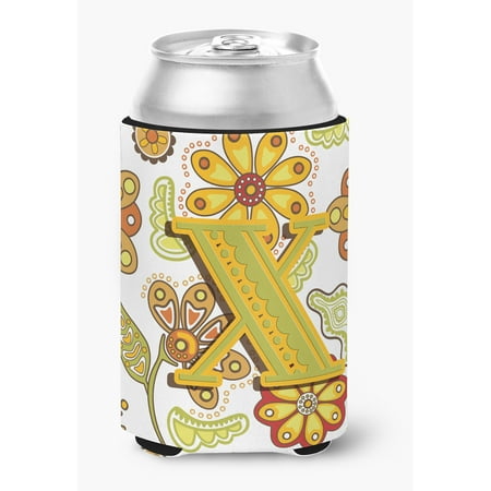 

Letter X Floral Mustard and Green Can or Bottle Hugger
