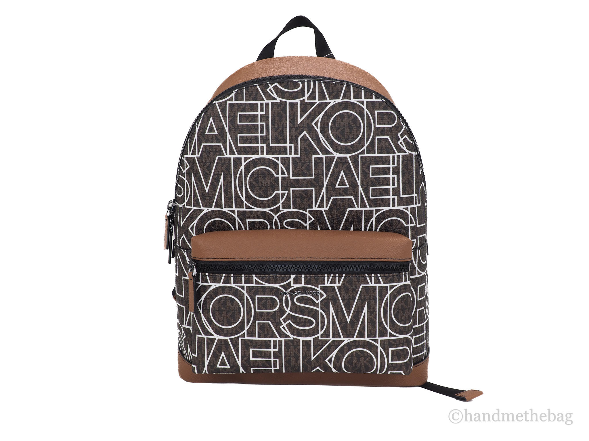 Michael Kors Mens Cooper Large Brown Signature PVC Graphic Logo Backpack  Bookbag 