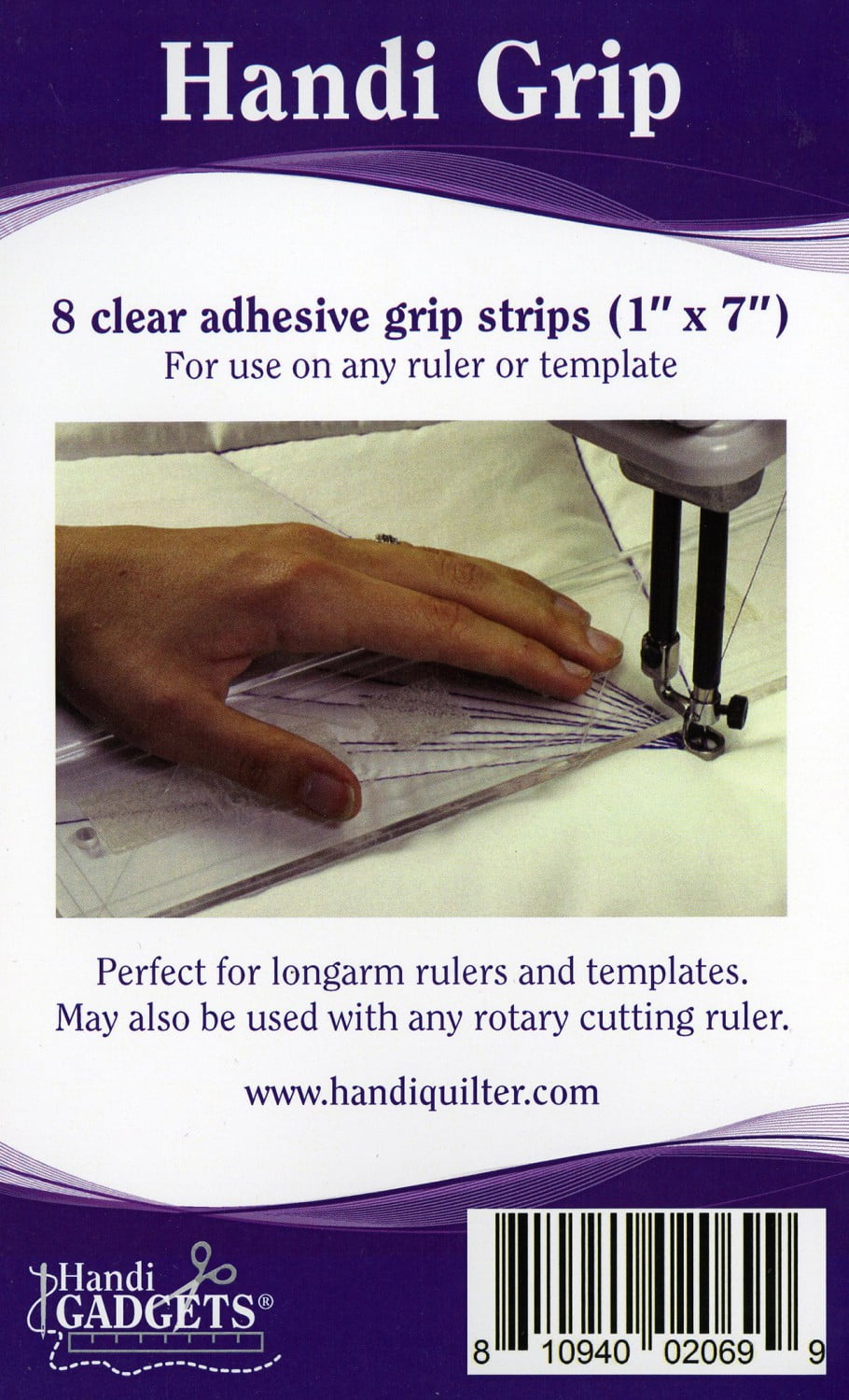 Handi Grip Adhesive Strips: 8 Clear 1in X 7in Strips for Use on Any Ruler or Template