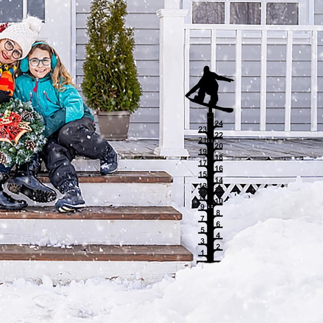 Fiudx Regla de Nieve con Forma de Copo de Nieve, Diseño de Metal Pintado a Mano, Hermosa Decoración Navideña, Medidor de Nieve para Exteriores, Decoración para Jardín de Invierno, Ideal para Regalo N