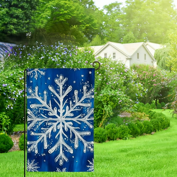 PHYHOO Winter Garden Flag Snowflake Garden Yard Flags for Winter Christmas Seasonal Outside Outdoor House Decoration