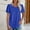 Blue, variant on DondPO Womens Tees Women's Round Neck Puffed Sleeve Hole Hollow Short Sleeve Casual T Shirt Top Plus Size Tops Cotton Tshirts for Women