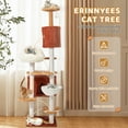 thumbnail image 6 of EROMMY 74" Cat Tree Tower with Football Design, Cozy Cat Cave Bed for Indoor Cats, Cat Condos with Sisal Scratching Post, Perches, Hammock and Pompoms, 6 of 7