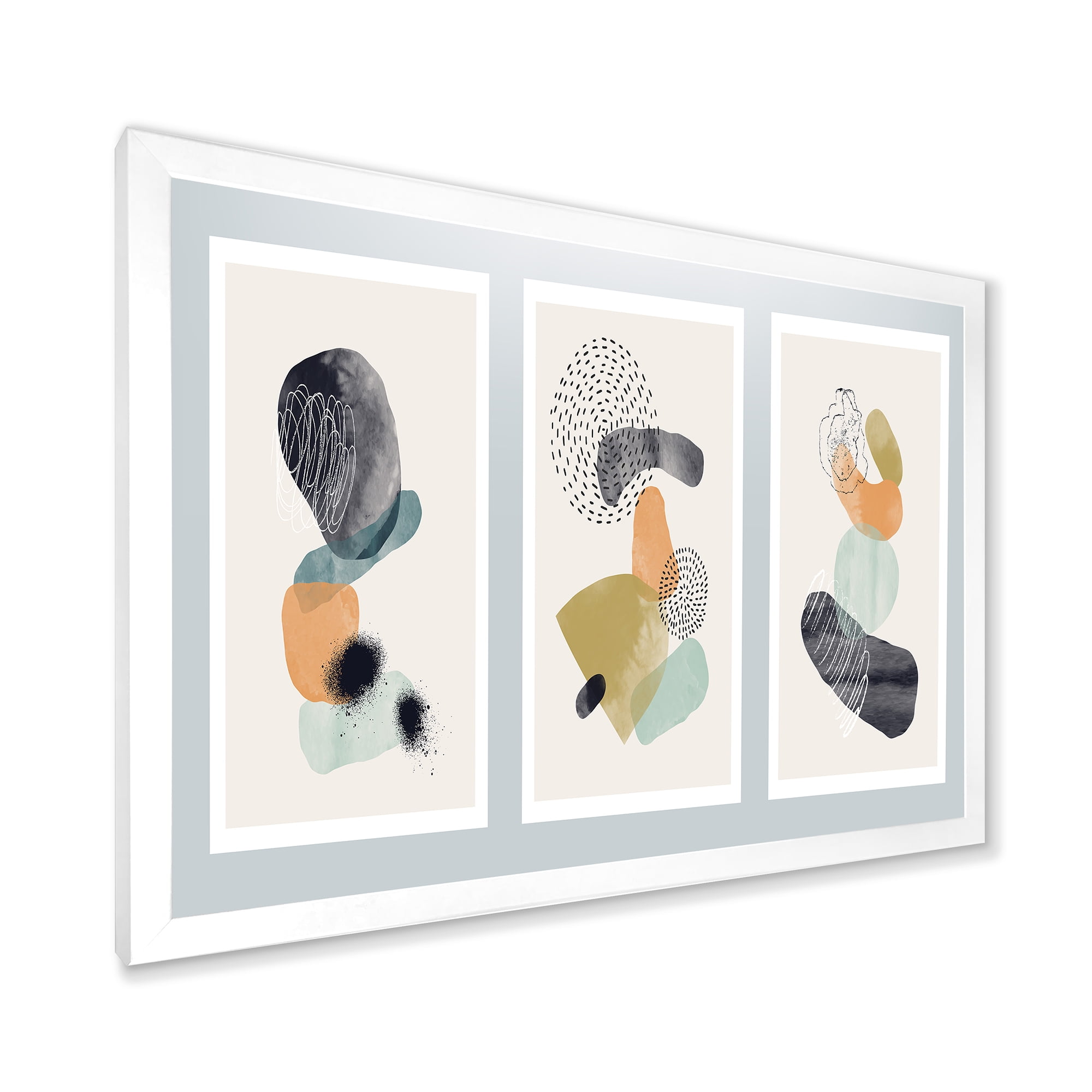 Designart 'Compostion Minimalistic of Organic Shapes I' Modern Framed Art Print