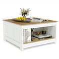 thumbnail image 1 of Gymax Table Basse avec Tablette de Rangement Style Ferme Rustique Table Centrale Gain de Place, 1 of 10