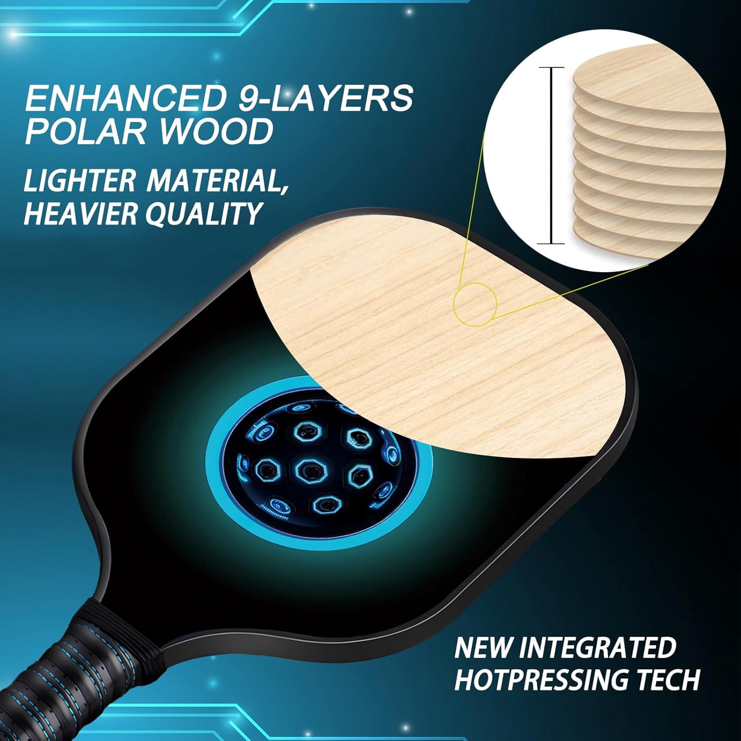 YISSDA Pickleball Paddles Set of 4, Lightweight and Durable Wooden Pickleball Set 4 Pack with 4 Balls