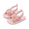 thumbnail image 3 of Baby Toddler Infant Girls PU Leather Soft Open Toe Summer Sandals Princess Flower Flat Shoes, 3 of 6