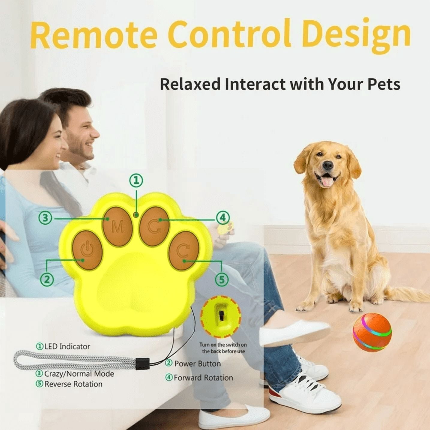 Interactive Dog Toys Ball, Active Wicked Dog Ball with Remote ~, Automatic Rolling Bouncing Dog Ball with Light, for Puppy/Small/Medium Dogs, USB Rechargeable, Fun and Engaging Gift
