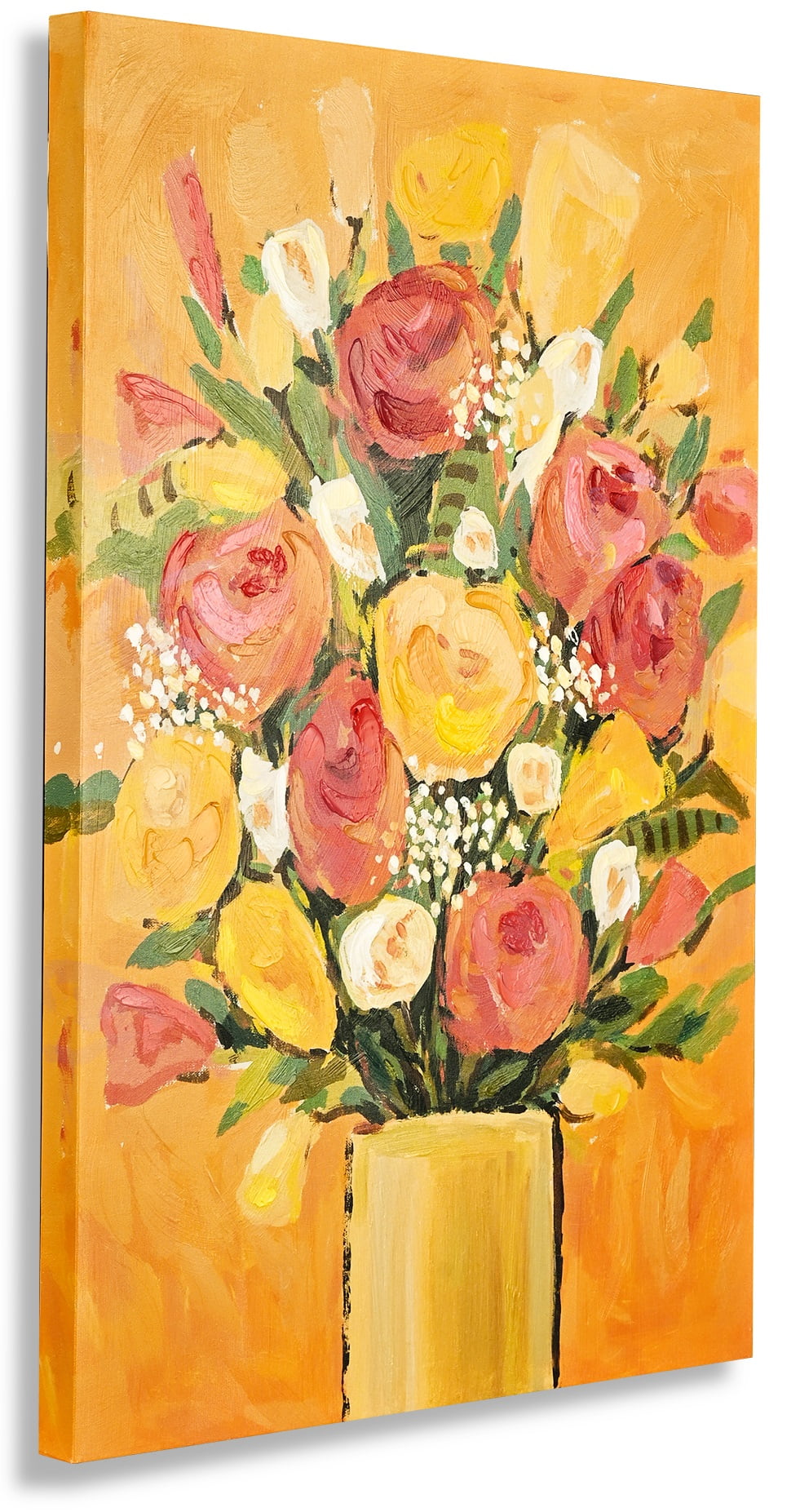 Canvas Floral Hand Painted Wall Painting A Blooming Hope Gold Foiling  Decorative Art Original Oil Painting For Home Wall Decoration ( Size -  31x31