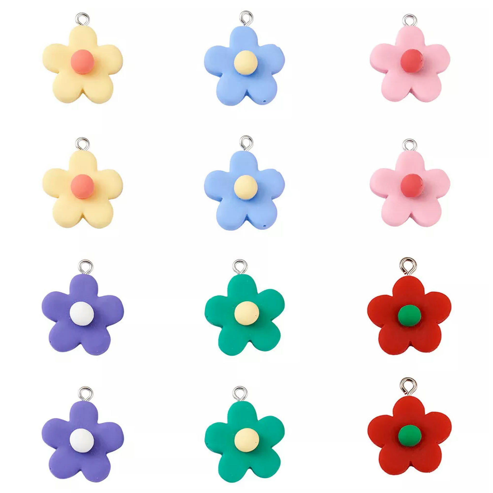 U8MO 120pcs Resin Flower Pendants Cute Dangle Charms Earring Jewelry Making 23~24mm