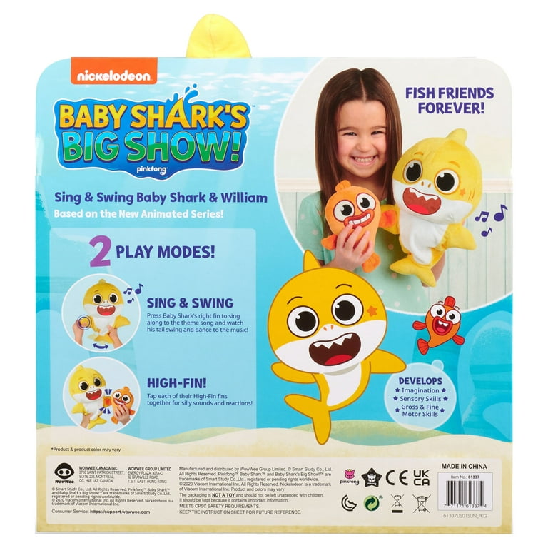  WowWee Pinkfong Baby Shark Offical 12 Fin Friend Plush with  Sound - Baby Shark, Yellow : Toys & Games