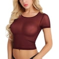 thumbnail image 1 of LSLJS Women's Sexy Short Sleeve Mesh Perspective Short Top, Lingerie Tops, 1 of 6