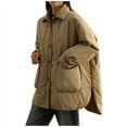 thumbnail image 2 of UPPADA Cropped Puffer Jacket Women Long Sleeve Stand Collar Padded Coats Winter Warm Zip Up Padded Short Quilted Jackets Down Coat with Pockets,Plus Size Winter Clothes for Women Khaki,XL, 2 of 8