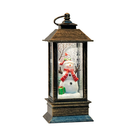 witspace Tree Farm Snowman Lighted Snow Globe Water Lantern with Swirling Glitter Decoration for Christmas Home, Living Room, Battery Operated or USB Powered (2x5.5in)