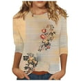 thumbnail image 2 of WJHWSX 3/4 Length Sleeve Womens Tops,Going Out Tops for Women,Breathable,Crew Neck,Printed,Yellow,3XL, 2 of 5