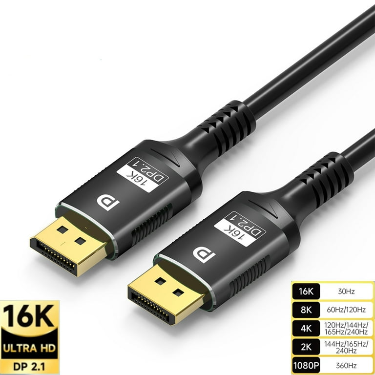 16K DP 2.1 8K@120Hz 4K@240Hz 80Gbps 1080P HDR Video Audio