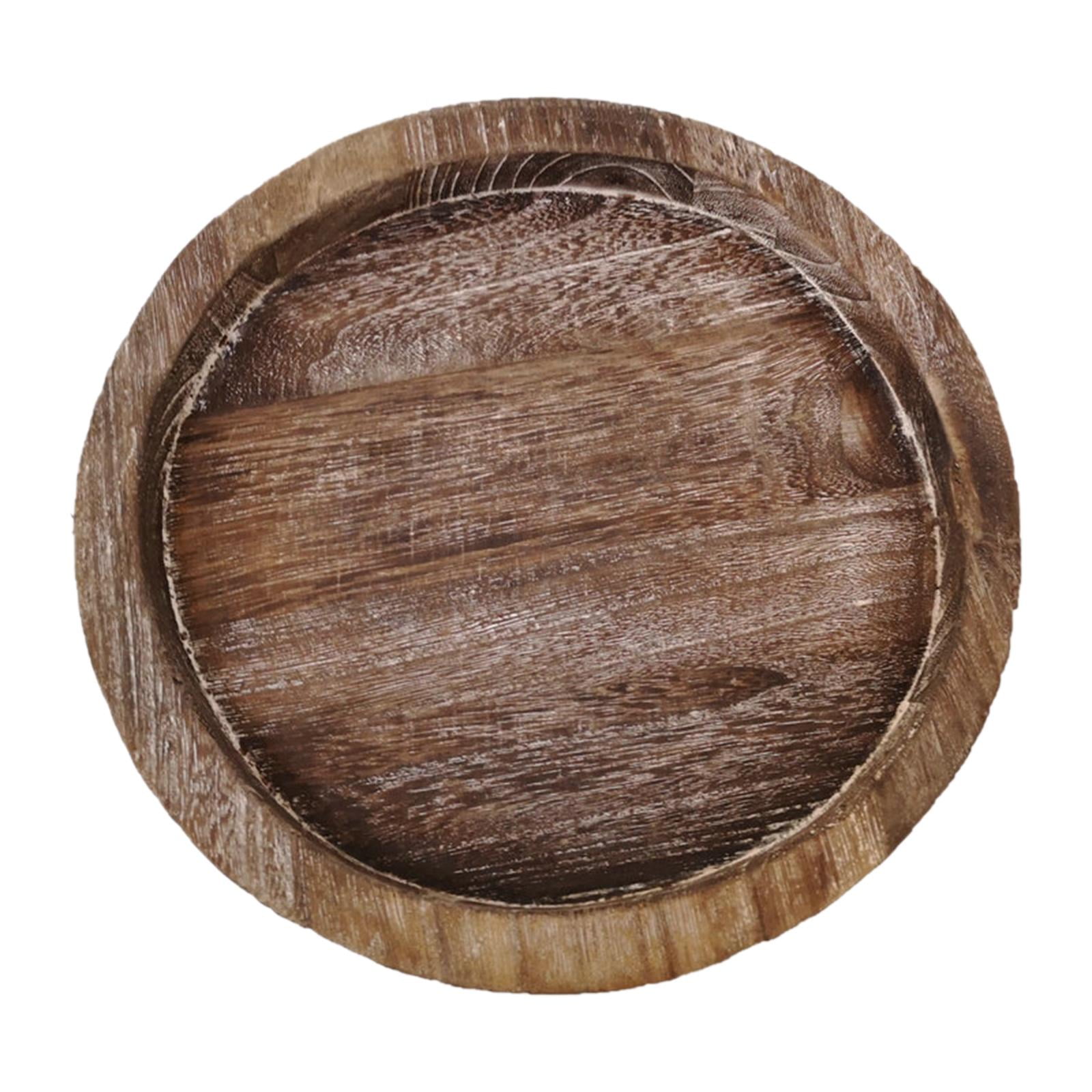 Wooden Tray Round Wood Tray Divided with 5 Compartments Decorative Wooden  Food