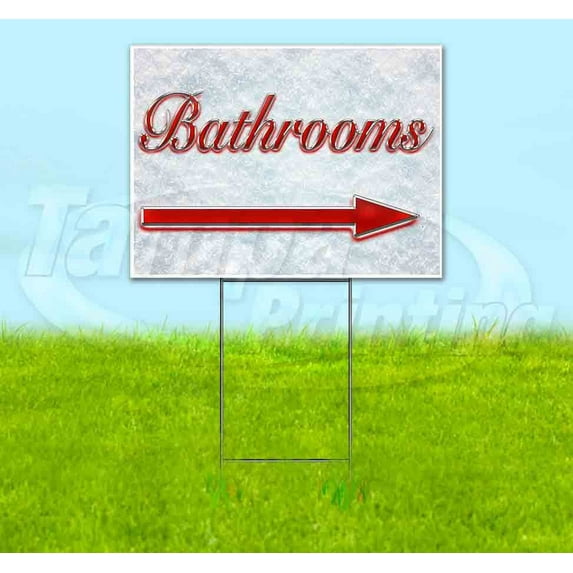 Bathrooms Right Arrow (18" x 24") Yard Sign, Includes Metal Step Stake