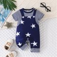 thumbnail image 2 of Baby Boy Girl Clothes Plaid Romper Jumpsuit Short Sleeve One-Piece Bodysuit Summer Outfit,24M(18-24 Months),Navy, 2 of 5