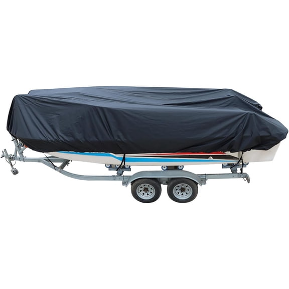 14 FT Black 600D Marine Grade Heavy Duty Trailerable Boat Cover Replacement for Jon Boat