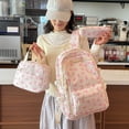 thumbnail image 5 of 2026 NEW Bow Backpack 3-Piece Set Cute College Laptop Rucksack for Women Fashion Travel Daypack Back-to-School(03_White,30cmx42cmx13cm), 5 of 7