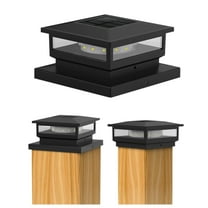 Solar Post Cap Lights, 2025 Upgraded Outdoor Fence Post Lights, Black Deck Posts Cap Light Solar Powered with Warm White for 4x4 or 6x6 Garden Patio Porch
