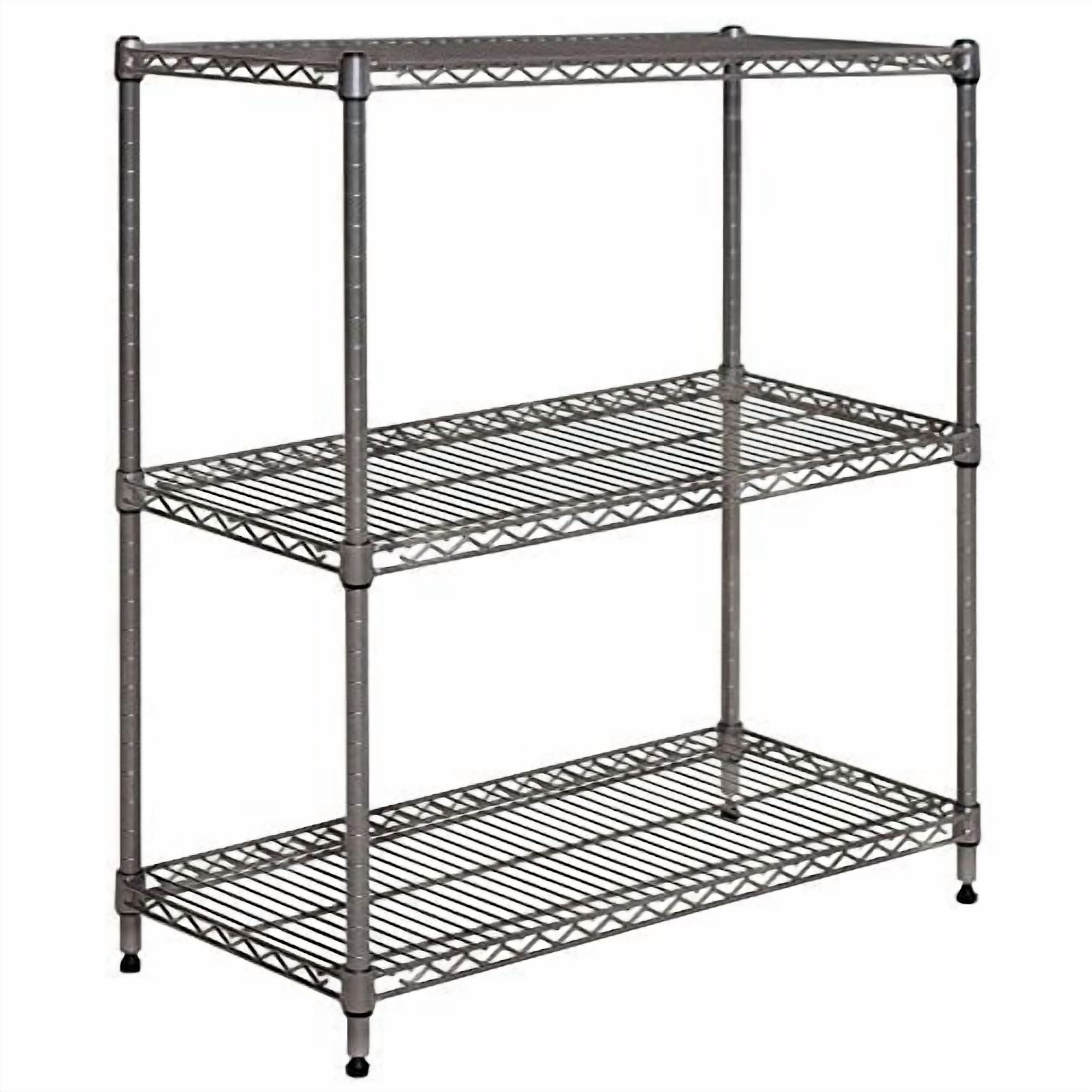 HUBERT® Wire Shelving with 3 Shelves Flint Colored Metal - 30"L x 14"W x 36"H